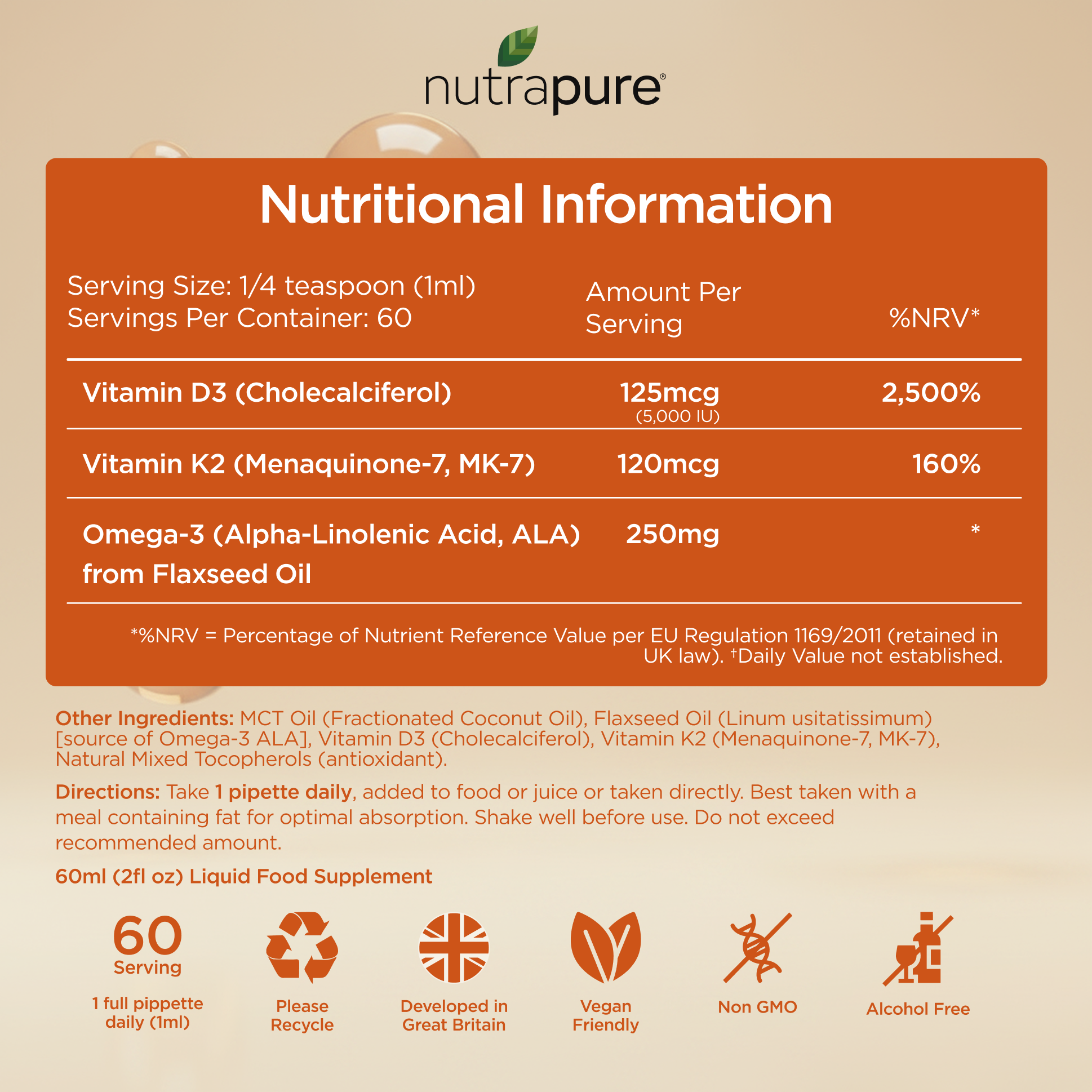 D3+K2 nutritional information